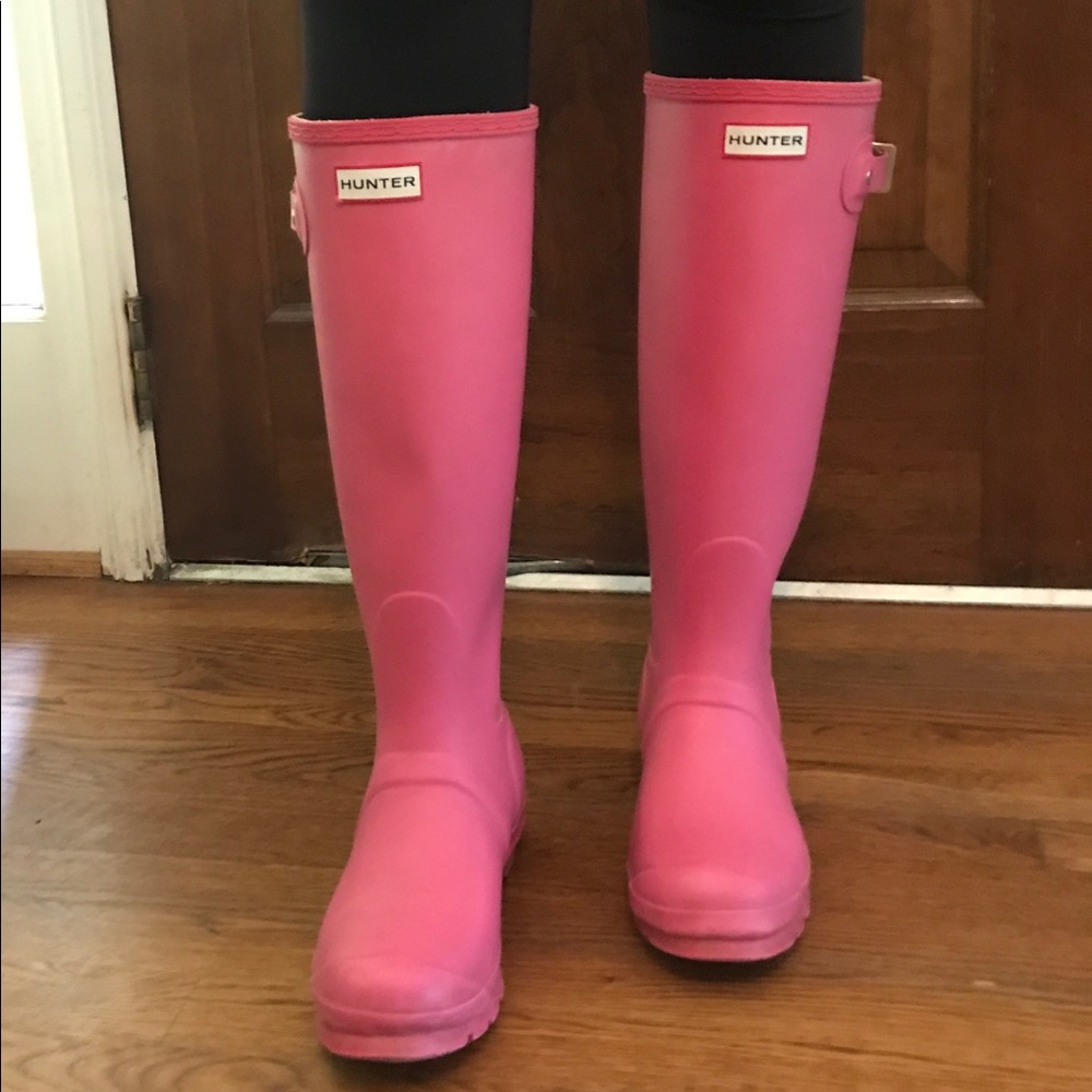 Classic Tall Rainboots - Hunter Size 7 Pink Matte